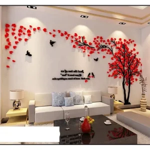 3D Tree Wall Stickers - Tree and Birds Wall Decals Family Couple Tree Stickers Murals Wall Decor for Living Room Bedroom