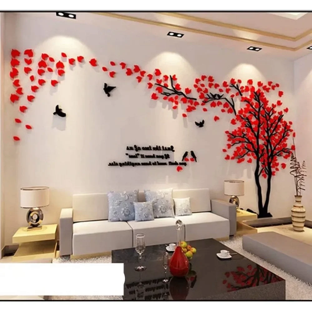 3D Tree Wall Stickers - Tree and Birds Wall Decals Family Couple Tree Stickers Murals Wall Decor for Living Room Bedroom