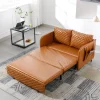 Pull Out Sofa Bed, Convertible Sleeper Sofa Futon Sofa Bed for Home Office, Leather, Brown Living Room Sofas
