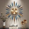 Large Wall Clock Metal Decorative, Mid Century Silent Non-Ticking Big Clocks, Modern Home Decorations