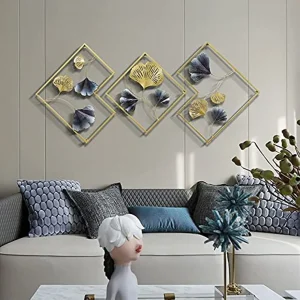 3Pcs Modern Ginkgo Metal 3D Wall Decoration Art Hanging Sculpture Home Garden Hanging Decor 164*70.5cm